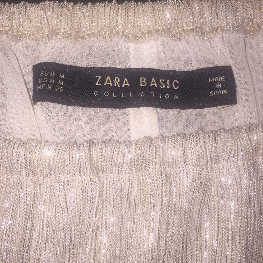 Zara Metallic Off the shoulder top blouse